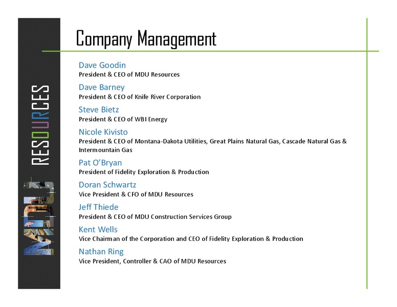 2014 EARNINGS CALL – MDU Resources Group Inc. – slide 2
