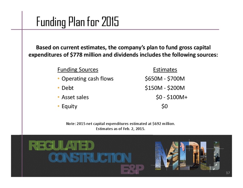 2014 EARNINGS CALL – MDU Resources Group Inc. – slide 16