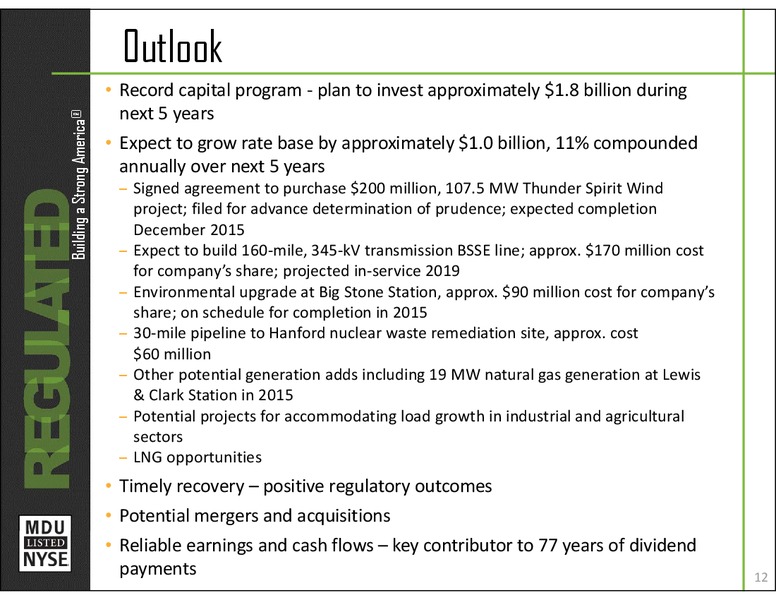 INVESTOR PRESENTATION – MDU Resources Group Inc. – slide 11