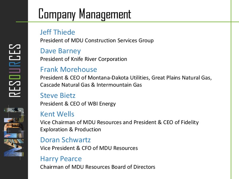 MARCH 2014 ANALYST SEMINAR – MDU Resources Group Inc. – slide 2