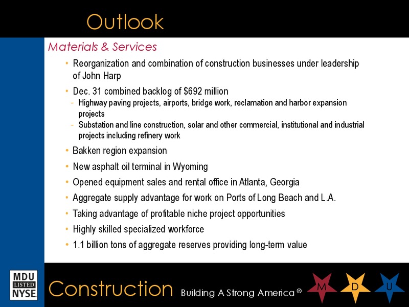 THE 2ND ANNUAL BAKKEN INVESTOR CONFERENCE – MDU Resources Group Inc. – slide 36