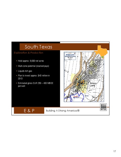 MDU WILLIAMS CAPITAL MIDWEST UTILITIES SEMINAR – MDU Resources Group Inc. – slide 16