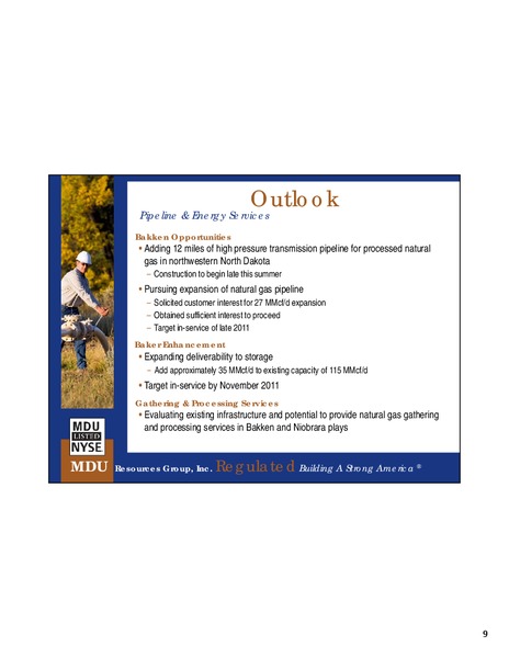 Q1 2011 EARNINGS CALL – MDU Resources Group Inc. – slide 8
