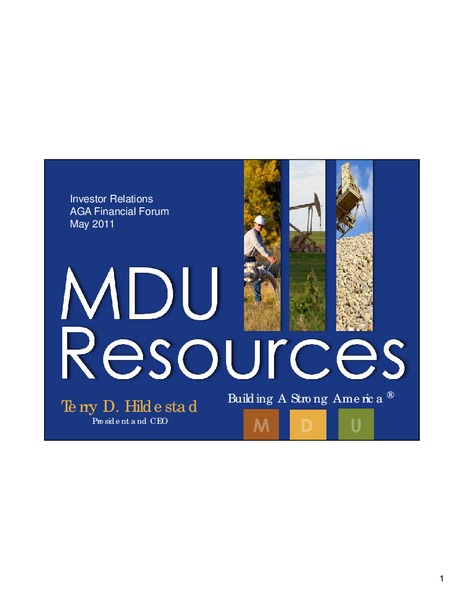 THE AGA FINANCIAL FORUM – MDU Resources Group Inc. – slide 1