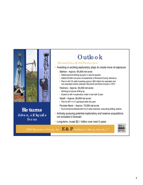 Q2 2011 EARNINGS CALL – MDU Resources Group Inc. – slide 6
