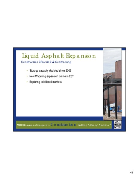 DA DAVIDSON ENGINEERING & CONSTRUCTION CONFERENCE – MDU Resources Group Inc. – slide 40