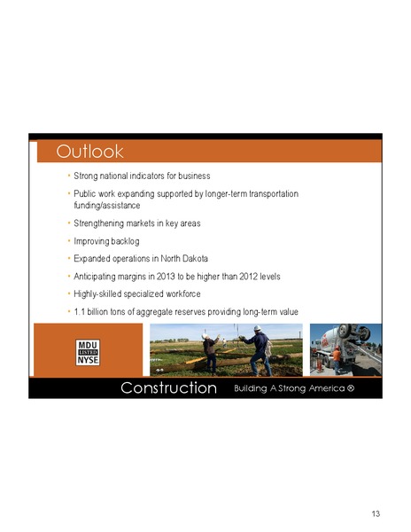DAVIDSON ENGINEERING AND CONSTRUCTION CONFERENCE – MDU Resources Group Inc. – slide 12