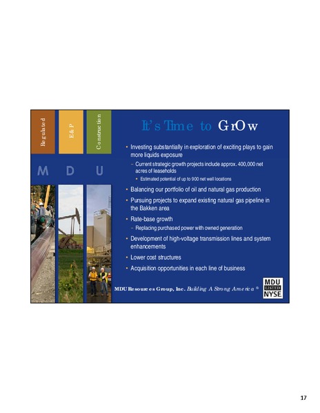 Q3 2011 EARNINGS CALL – MDU Resources Group Inc. – slide 16