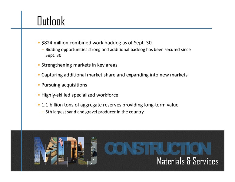 THIRD QUARTER EARNINGS CONFERENCE – MDU Resources Group Inc. – slide 6