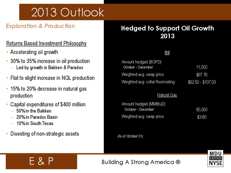RESOURCES EEI FINANCIAL CONFERENCE – MDU Resources Group Inc. – slide 34