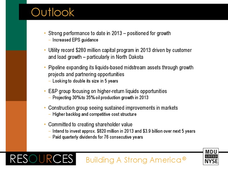 RESOURCES EEI FINANCIAL CONFERENCE – MDU Resources Group Inc. – slide 40
