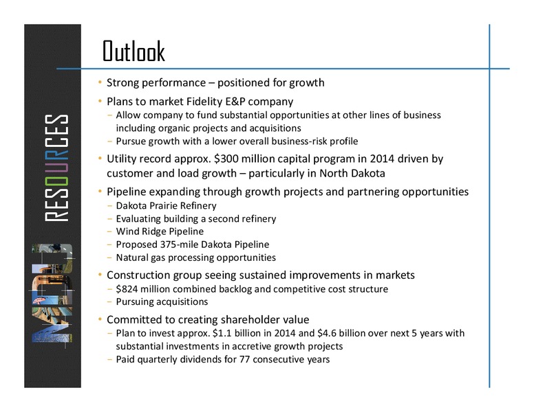 Q3 2014 EARNINGS CALL – MDU Resources Group Inc. – slide 16