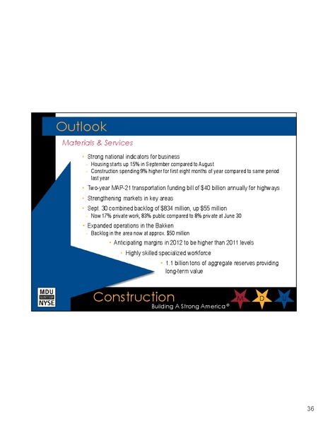 EDISON ELECTRIC INSTITUTE 47TH FINANCIAL CONFERENCE – MDU Resources Group Inc. – slide 35