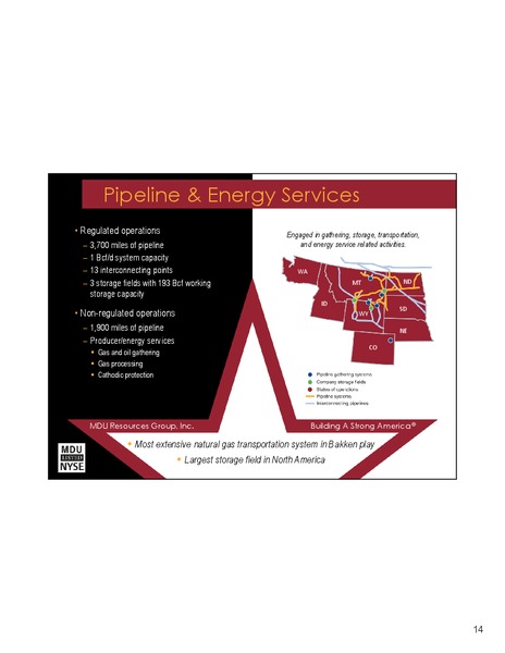 DECEMBER 2012 INVESTOR RELATIONS – MDU Resources Group Inc. – slide 13