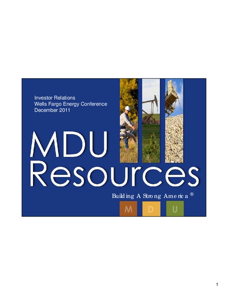 Wells Fargo Energy Conference – MDU Resources Group Inc. – slide 1