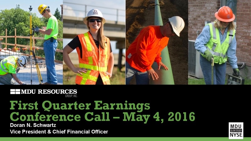 Q1 2016 Earnings Conference Call – MDU Resources Group Inc. – slide 1