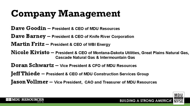 Q1 2016 Earnings Conference Call – MDU Resources Group Inc. – slide 2