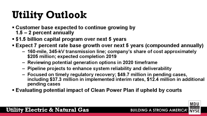 Q1 2016 Earnings Conference Call – MDU Resources Group Inc. – slide 8