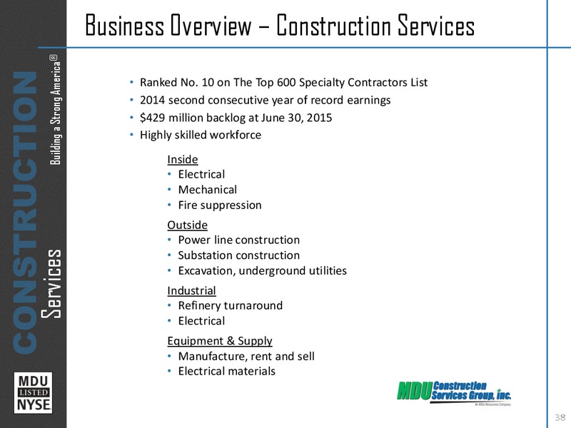 October 2015 Investor Presentation – MDU Resources Group Inc. – slide 37