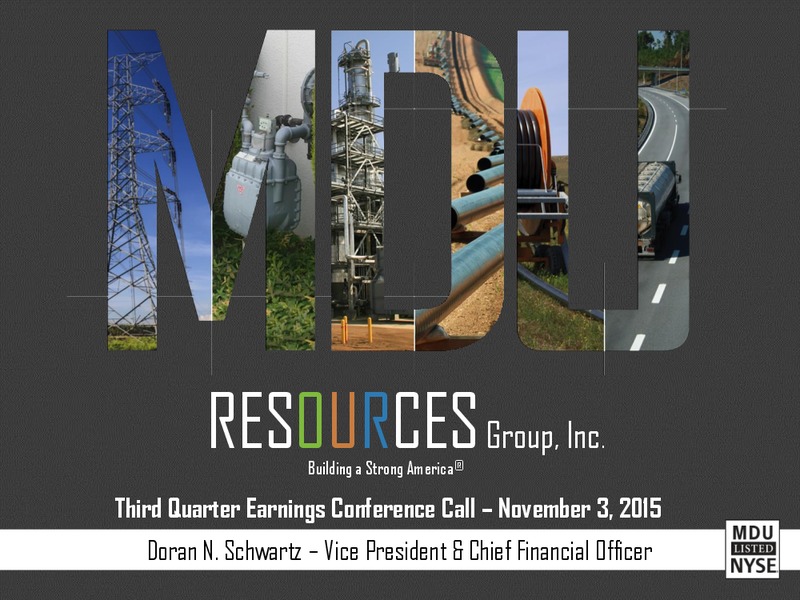 Q3 2015 Results – MDU Resources Group Inc. – slide 1