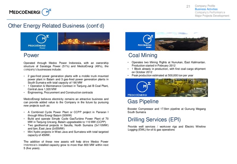 FY13 Investors Update – Medco Energi – slide 21