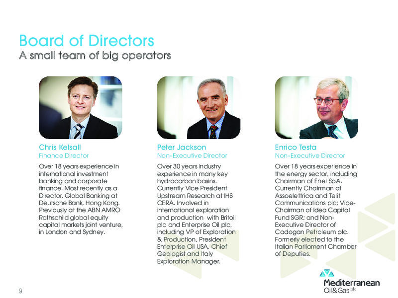 Investor Presentation – Mediterranean Oil and Gas Company – slide 8