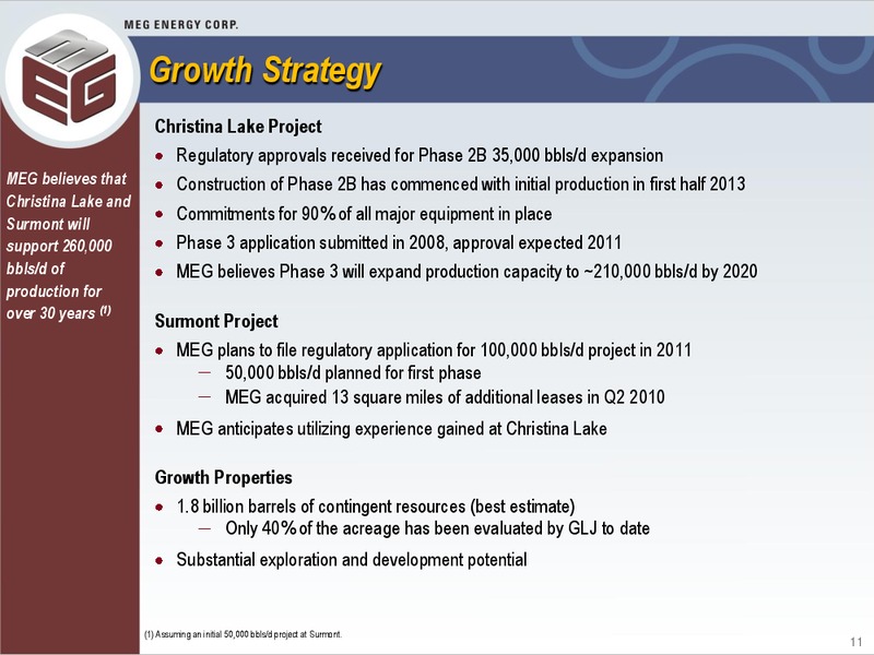 MARCH 2011 ENERGY CONFERENCE – Meg Energy – slide 10