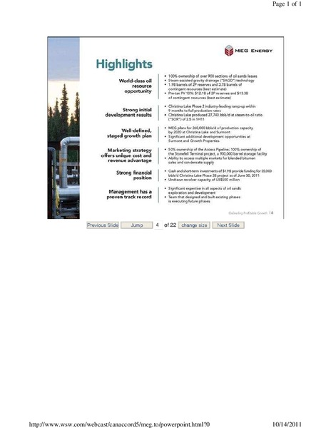 CANACCORD GENUITYS GLOBAL ENERGY CONFERENCE – Meg Energy – slide 4