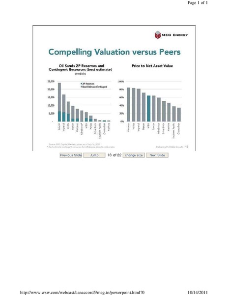 CANACCORD GENUITYS GLOBAL ENERGY CONFERENCE – Meg Energy – slide 18