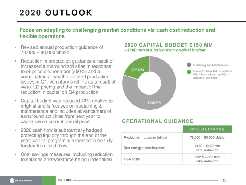 September 2020 Corporate Presentation – MEG Energy – slide 12