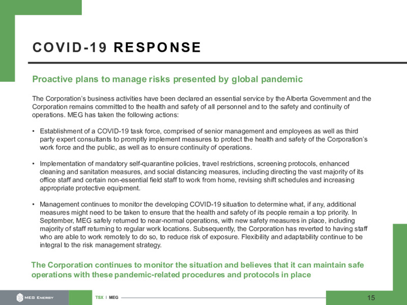 Investor Presentation   December 2020 – MEG Energy – slide 15