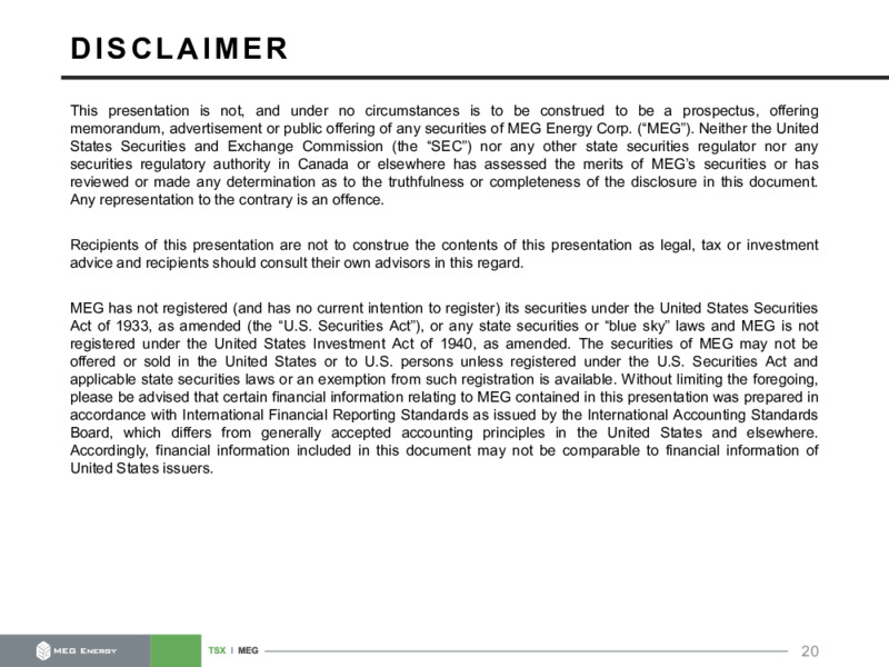 Investor Presentation   December 2020 – MEG Energy – slide 20