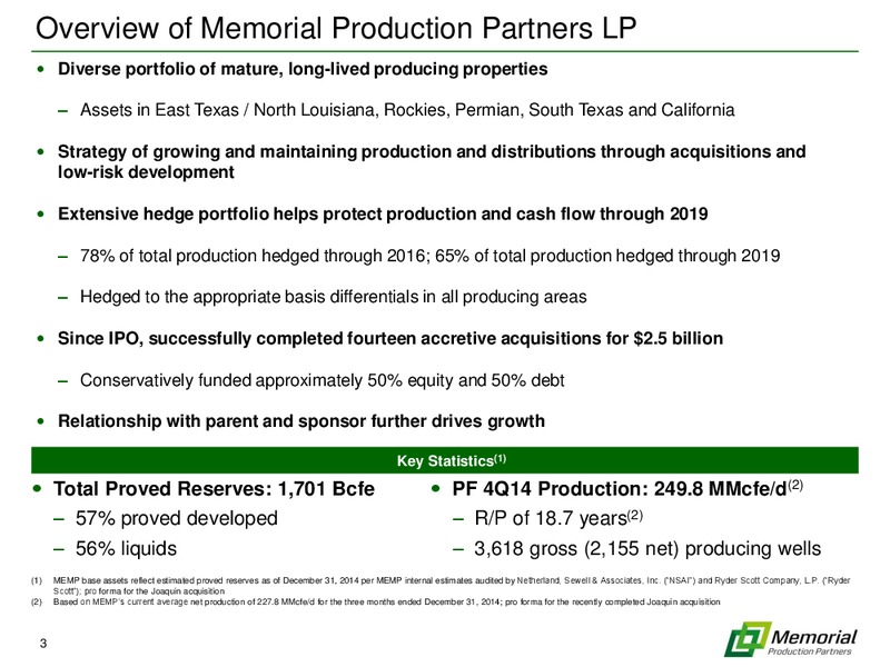 Capital Link MLP Investing Forum – Memorial Production Partners Lp – slide 2
