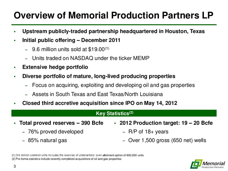 NAPTP INVESTOR CONFERENCE – Memorial Production Partners Lp – slide 2