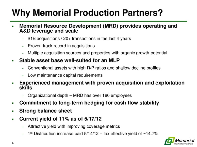 NAPTP INVESTOR CONFERENCE – Memorial Production Partners Lp – slide 3