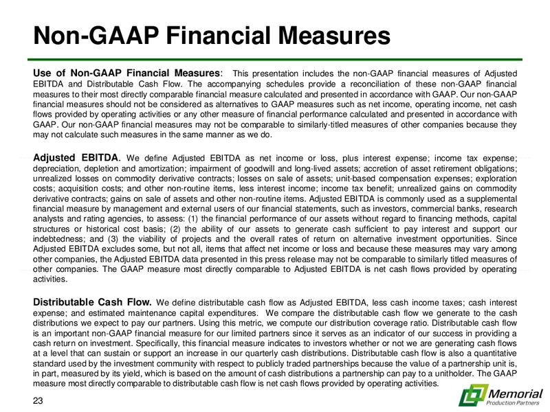 NAPTP INVESTOR CONFERENCE – Memorial Production Partners Lp – slide 22