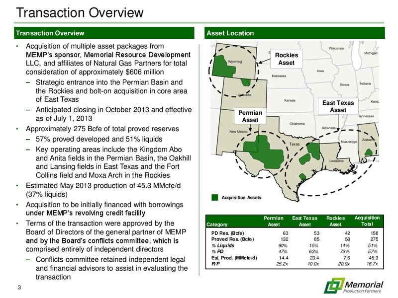 JULY 2013 INVESTOR PRESENTATION – Memorial Production Partners Lp – slide 2