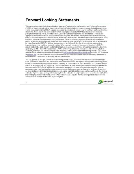 ENERCOMS THE OIL AND GAS CONFERENCE – Memorial Production Partners Lp – slide 2