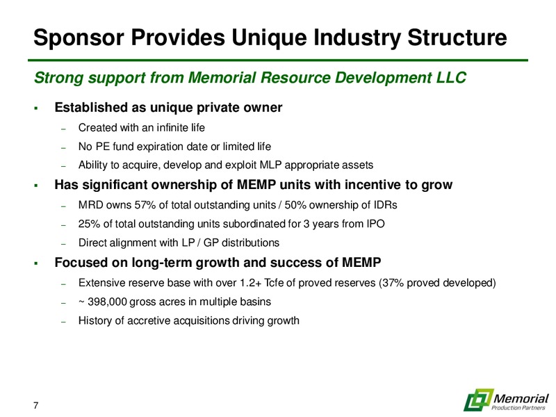 IPAA OGIS INVESTOR PRESENTATION – Memorial Production Partners Lp – slide 6