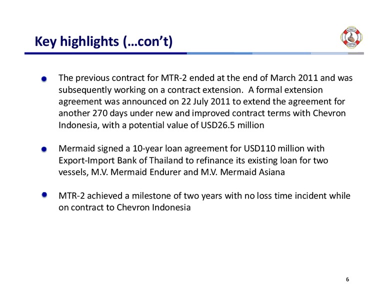 Q3 2011 RESULTS – Mermaid Maritime Public Company Limited – slide 5