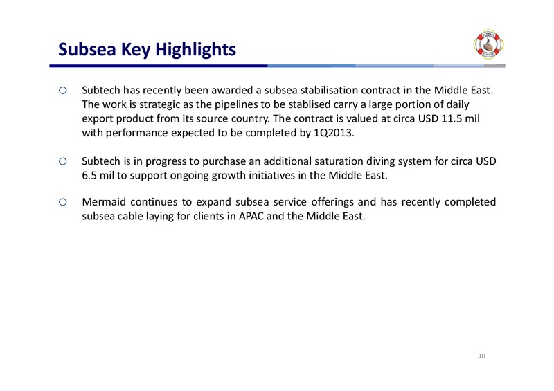 Q3 2012 EARNINGS CALL – Mermaid Maritime Public Company Limited – slide 9
