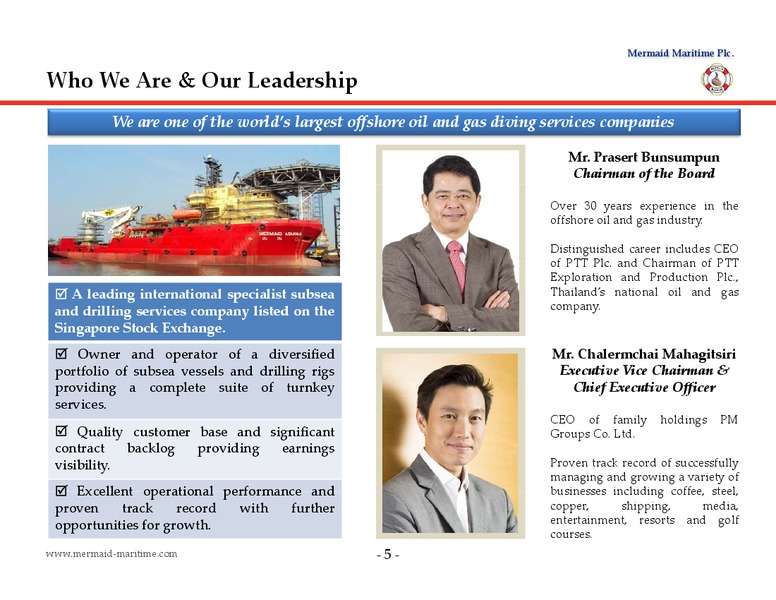 DECEMBER 2014 CORPORATE PRESENTATION – Mermaid Maritime Public Company Limited – slide 4
