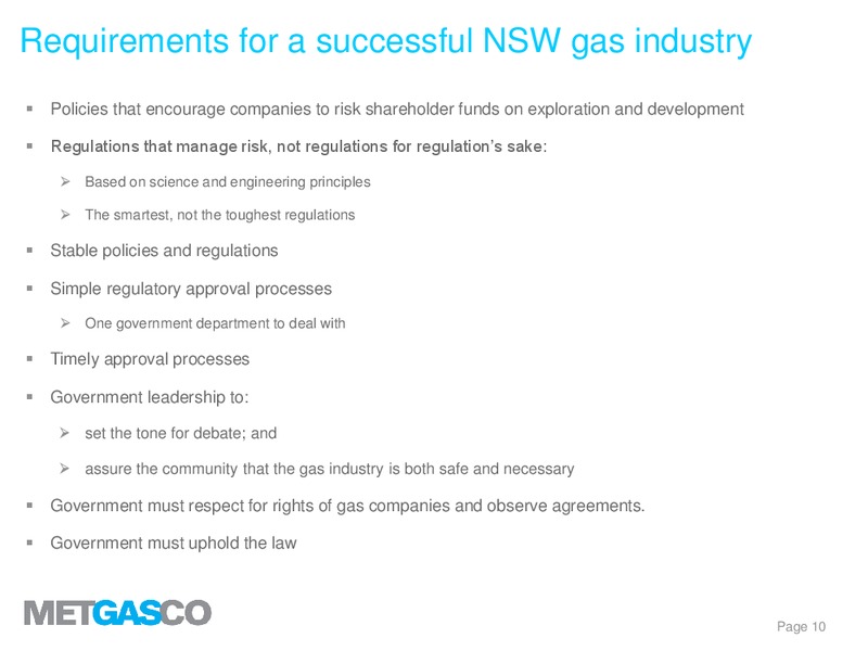 AUSTRALIA DOMESTIC GAS OUTLOOK 2015 – Metgasco – slide 10