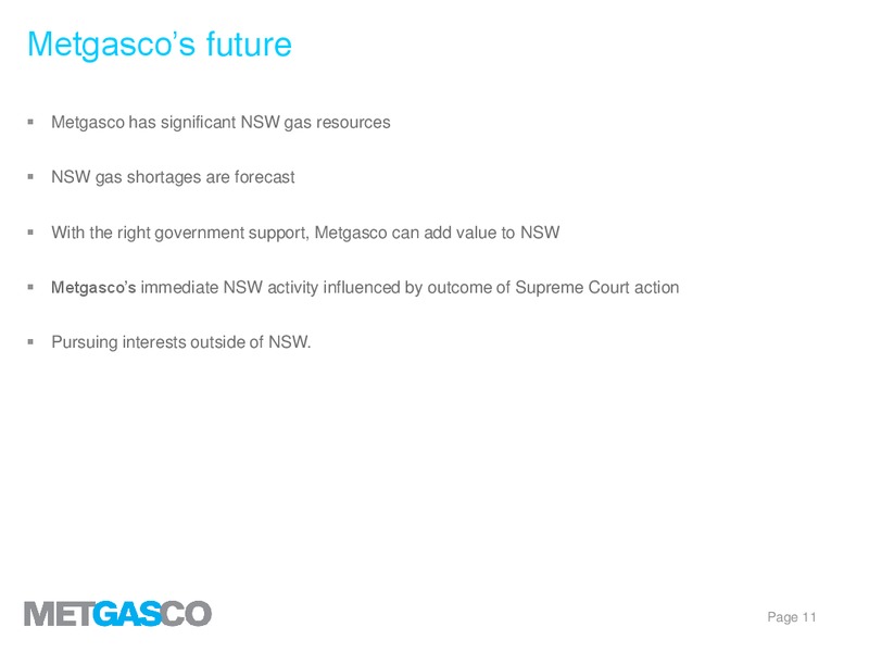 AUSTRALIA DOMESTIC GAS OUTLOOK 2015 – Metgasco – slide 11