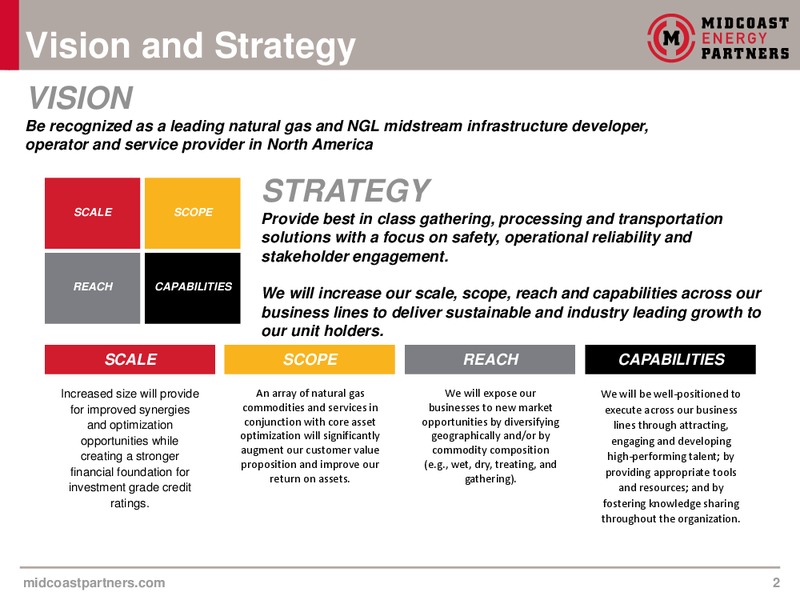 INVESTMENT COMMUNITY PRESENTATION – Midcoast Energy Partners, L.P. – slide 2