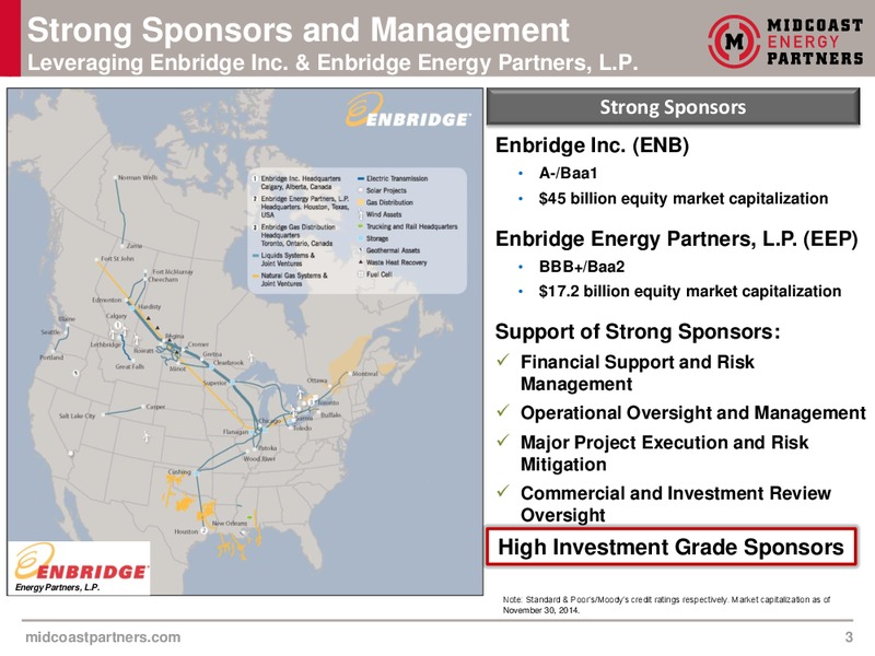 INVESTMENT COMMUNITY PRESENTATION – Midcoast Energy Partners, L.P. – slide 3