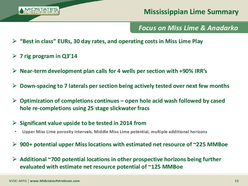 Johnson Rice Company Energy Conference – Midstates Petroleum – slide 13