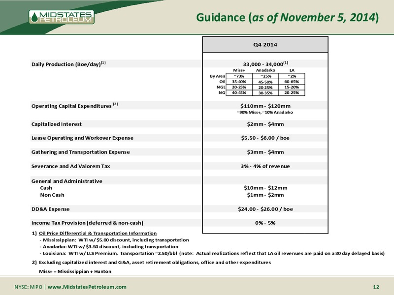 Supplemental Information 3Q 2014 Earnings Call – Midstates Petroleum – slide 10