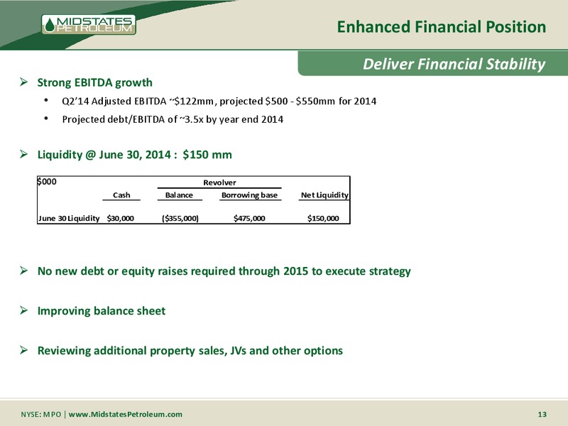 Supplemental Information 2Q 2014 Earnings Cal – Midstates Petroleum – slide 11