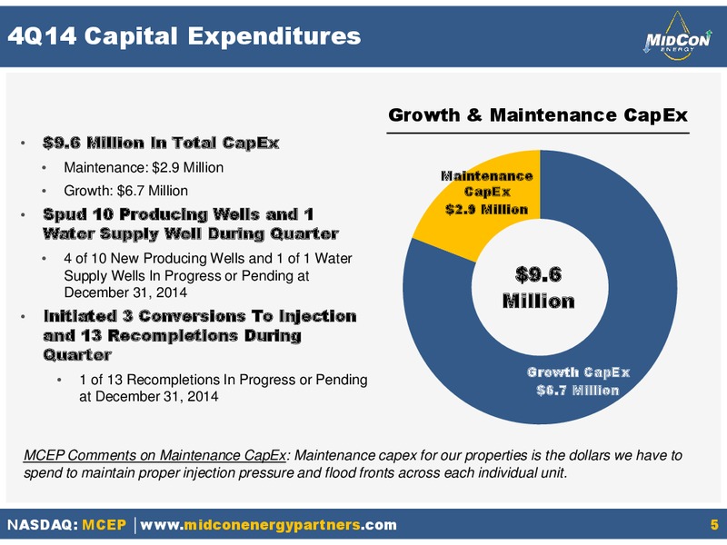 SUPPLEMENTAL FOURTH QUARTER RESULTS – Mid-Con Energy Partners Lp – slide 3